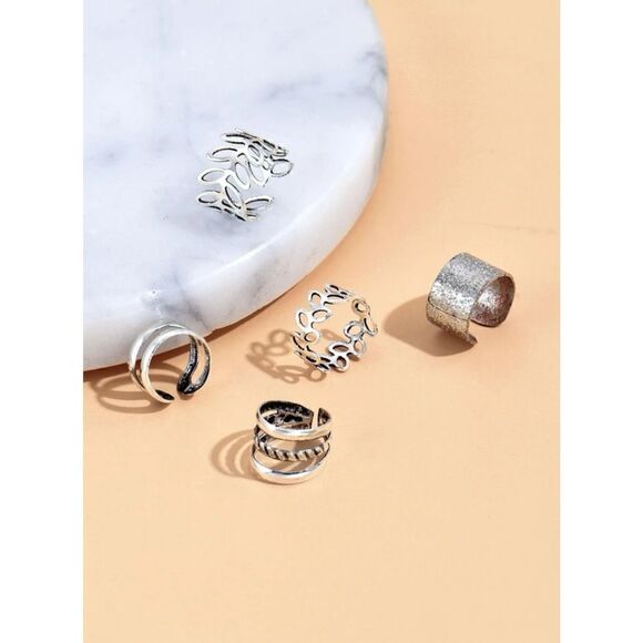Ear Cuff Set Metal Fake Ear Cartilage Earrings Ear Cartilage Clip Silver or Gold - Picture 7 of 9